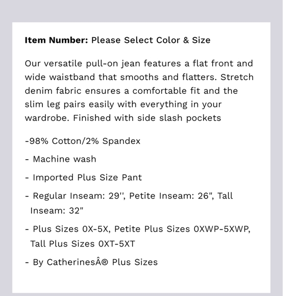 Catherines flat front essential pants.Slim leg - Picture 14 of 16